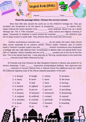 English Rational Cloze