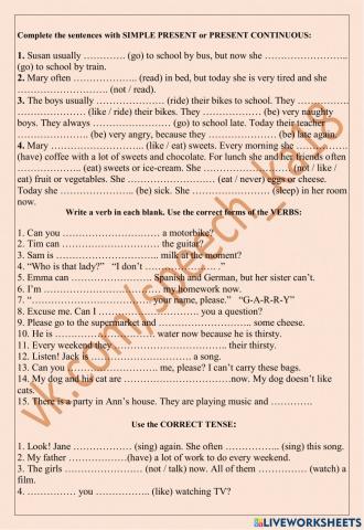 Present Simple Present Continuous