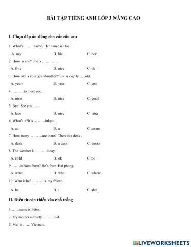 Bài tập nâng cao tiếng anh