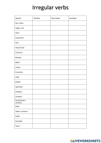 Irregular verbs