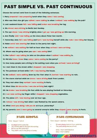 Past simple vs. past continuous