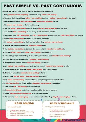 Past simple vs. past continuous