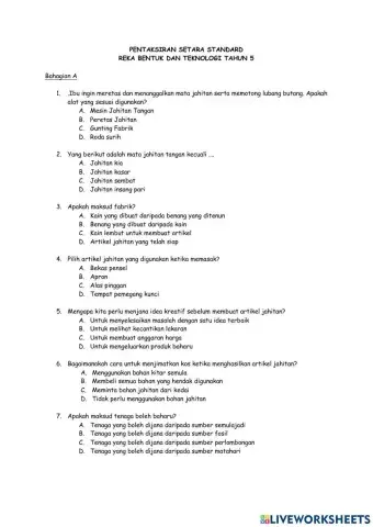 Pentaksiran setara standard rbt tahun 5
