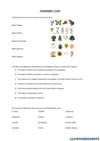 Taxonomía 1º ESO