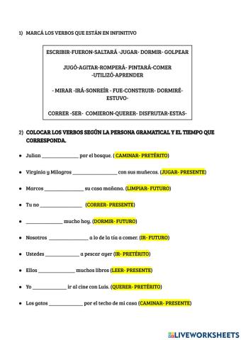 Los tiempos verbales