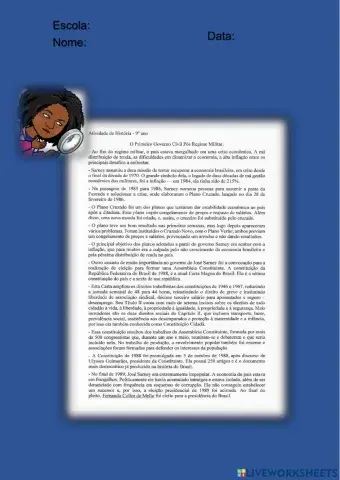 Peimeiro Governo Civil Pós Regime Militar