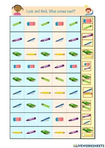 Look and think. What comes next?