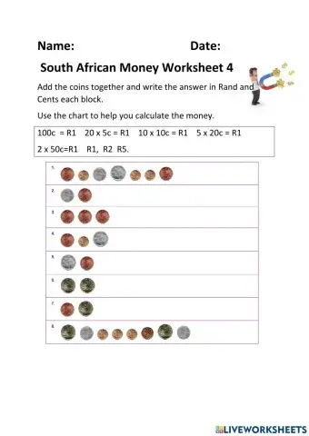 South African Money worksheet 4