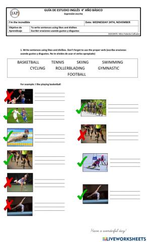 Practice writing sports