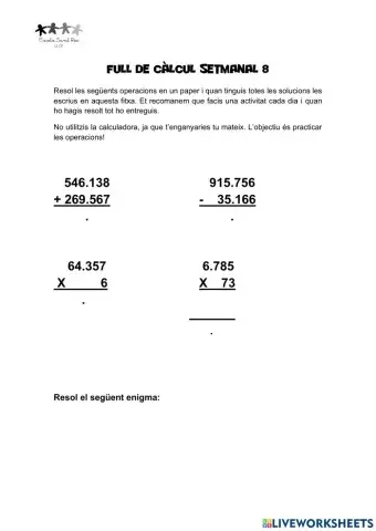Full de càlcul 8