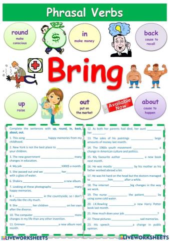 Grade 12- Phrasal verb with BRING