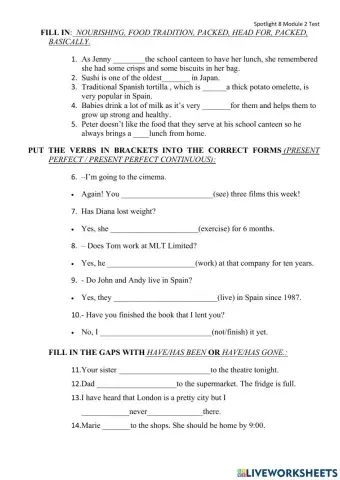 Spotlight 8 Module 2 Test