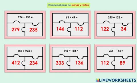 Operaciones de suma y resta