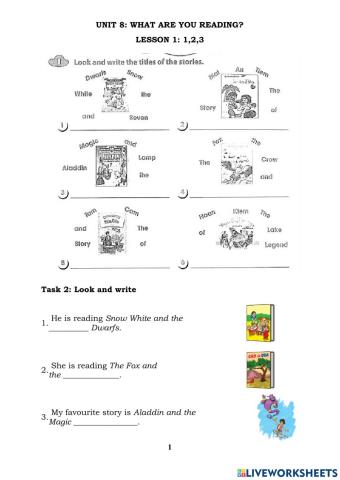 Unit 8: what are you reading? lesson 1