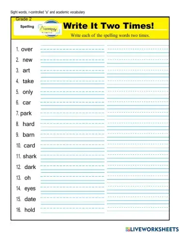 Spelling Worksheet 1