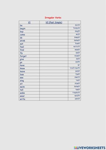 Irregular Verbs