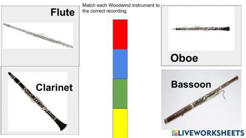 Match the Woodwind instruments to their sound.
