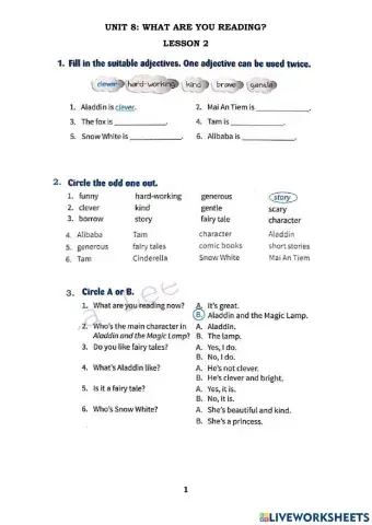 Unit 8: what are you reading lesson 2