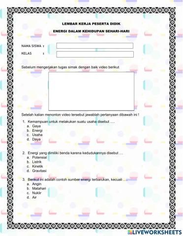 LKPD ENERGI DALAM KEHIDUPAN