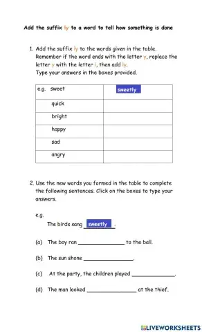 Adding the suffix 'ly'