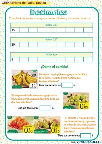 Series y problemas con decimales