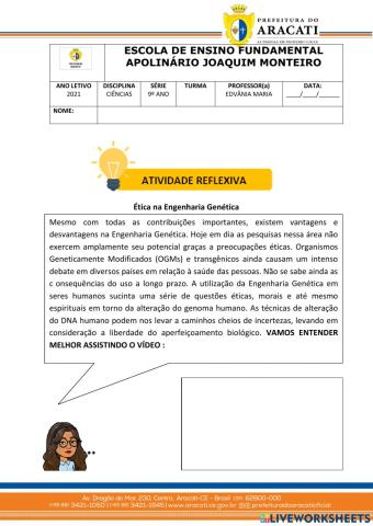 Atividade 9º ano - primeira lei de mendel