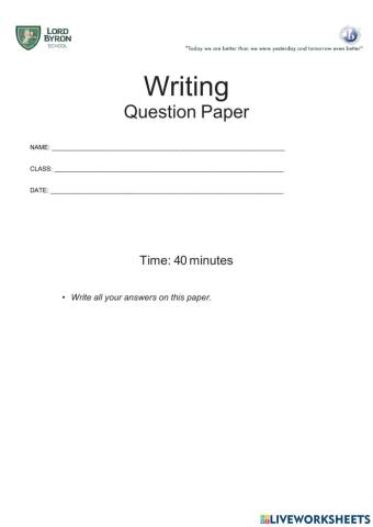 Writng - a2 exam