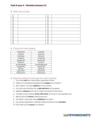 Tech it easy 4 lessons 1-3