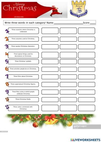 Christmas vocabulary game