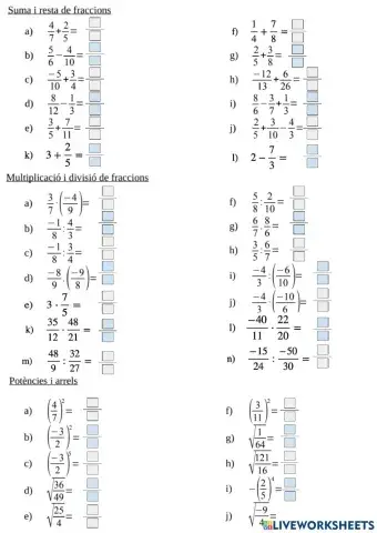 Operacions amb fraccions
