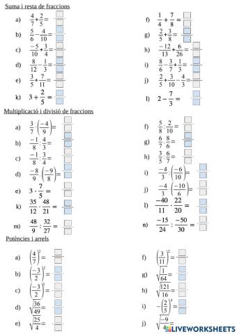 Operacions amb fraccions