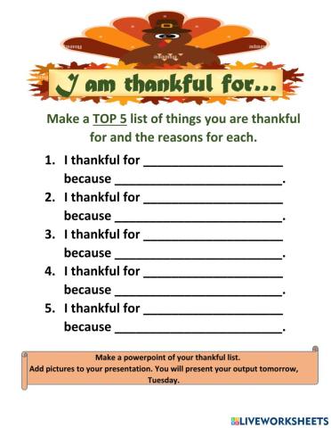I am thankful for..