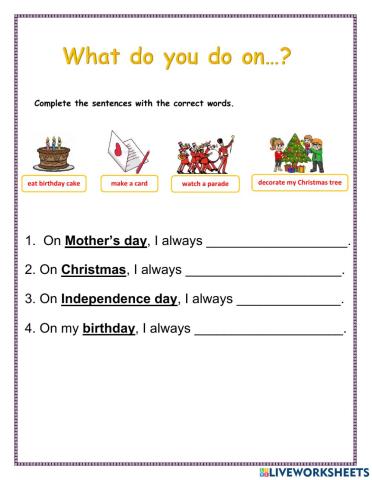 Activities and celebrations