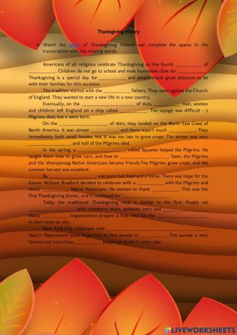 Thanksgiving History