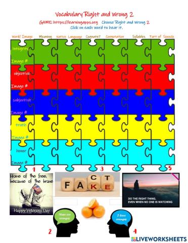 Right and Wrong Vocabulary 2