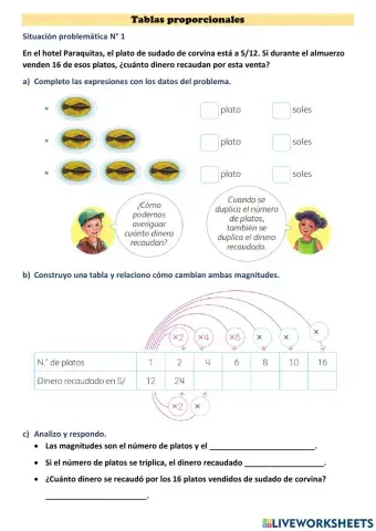 Tablas proporcionales