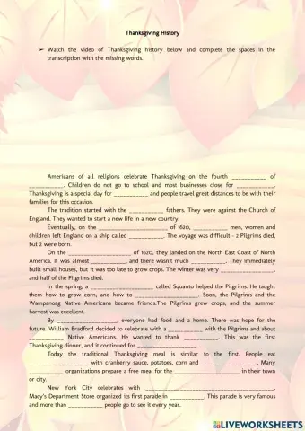 Thanksgiving History