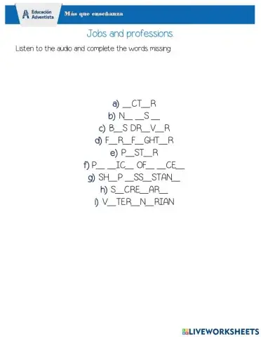 Jobs and professions