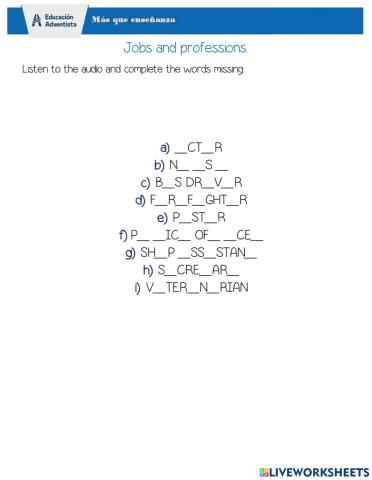 Jobs and professions