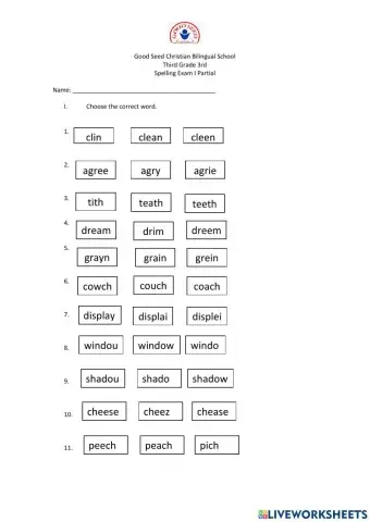 Supermarket Vocabulary words