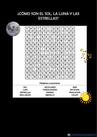 ¿cómo son el sol, la luna y las estrellas?