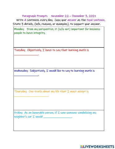 Right and Wrong Paragraph Prompts 2