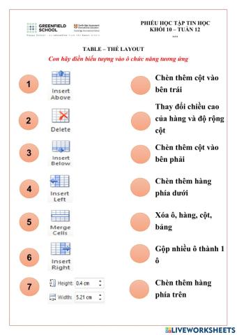 Khối 10 - Tuần 12 - Table