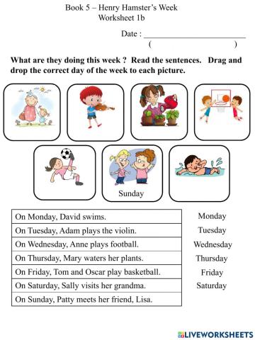 1b Days of the Week Worksheet