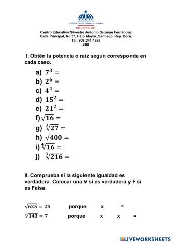 Potenciación y radicación