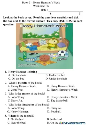 3b Book Cover Worksheet