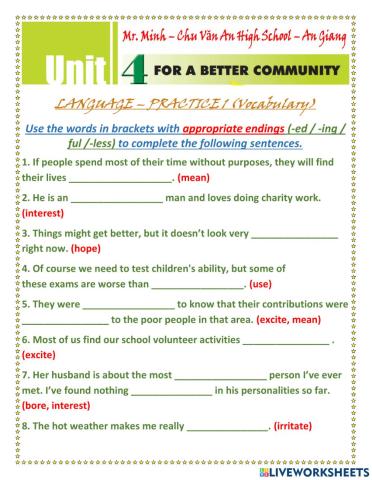 English 10 - Language Practice