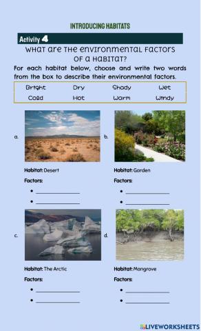 What are the environmental factors of a habitat?