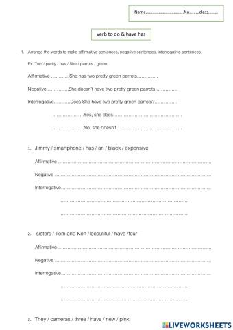 Verb to do & have has