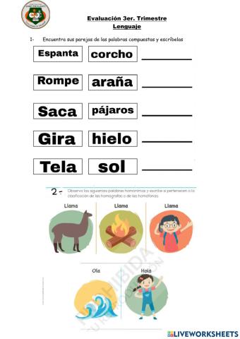 Evaluacion er. trimestre lenguaje